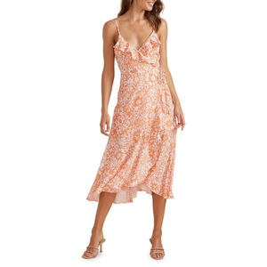 MINKPINK Aurora Marli Midi Dress Size Medium Floral Wrap A-Line